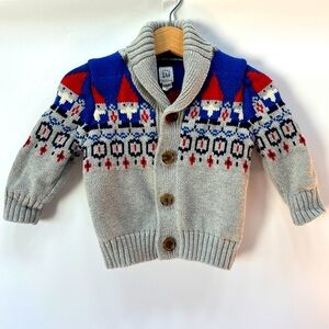 Baby GAP 6-12 months Gnome Winter Cardigan Shawl Knit Button Sweater Unisex Boys